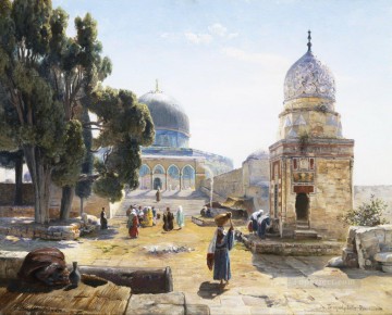 Gustav Bauernfeind Painting - The Dome of the Rock Jerusalem Israel Gustav Bauernfeind Orientalist